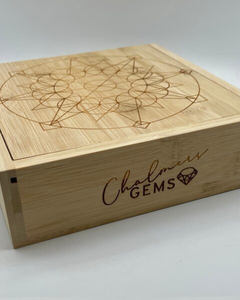 Bamboo Bespoke Crystal Grid Box With Exclusive Mandala Etching 20 x 20 x 6cm