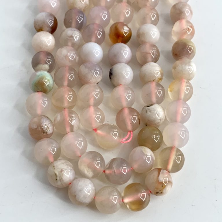 Flower Agate Smooth Rounds Approx 8mm Beads 38cm Strand - Image 2