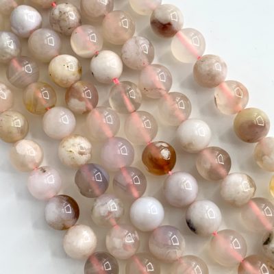 Flower Agate 8mm Smooth Rounds 38cm Strand