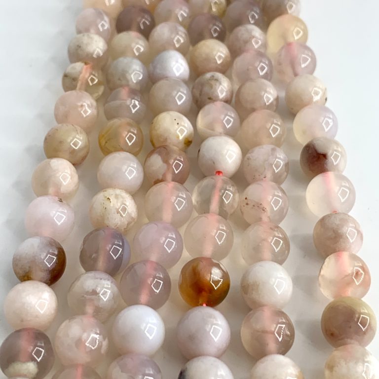 Flower Agate Smooth Rounds Approx 8mm Beads 38cm Strand - Image 3