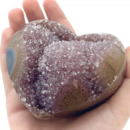 Agate and Quartz Druzy Heart in Hands