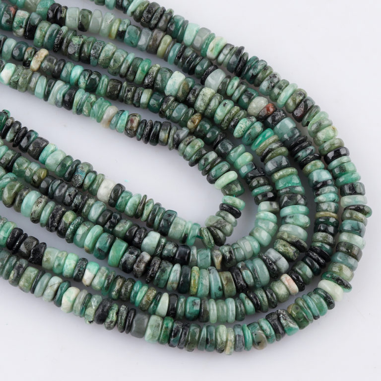 Emerald Smooth Rondelles Approx 5 - 7mm Beads 20cm Strand