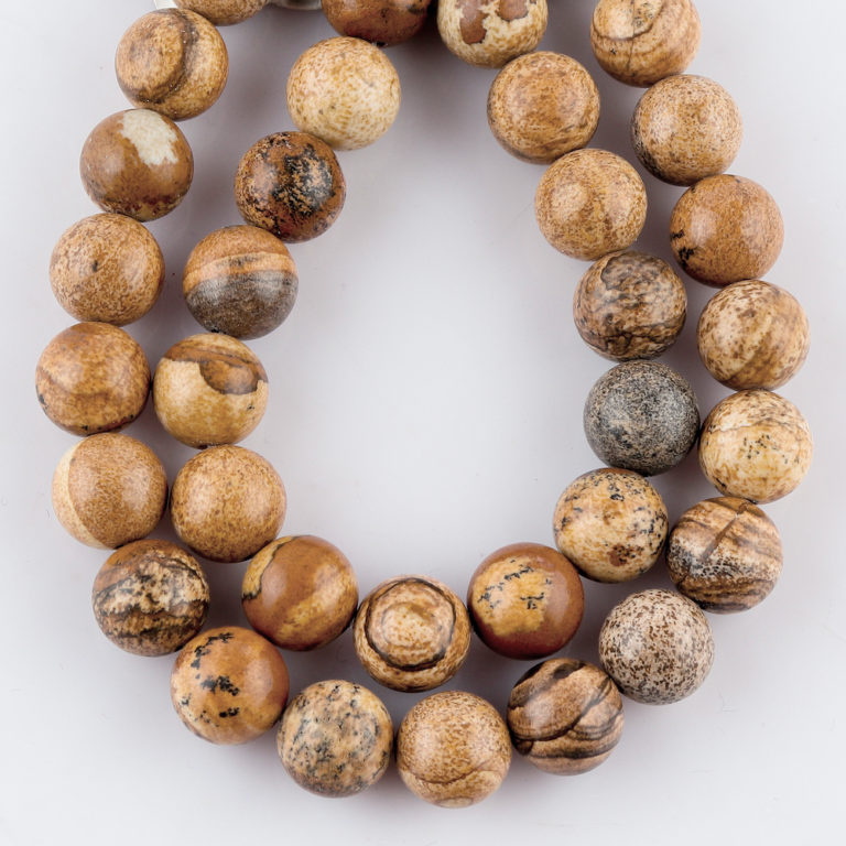 Picture Jasper 10mm Smooth Rounds 38cm Strand INDIA