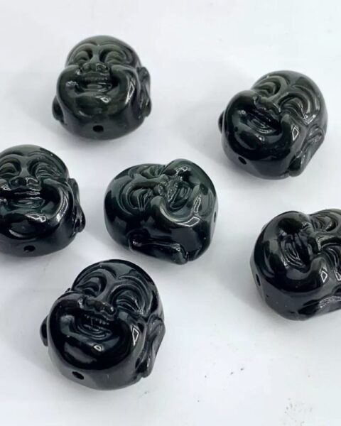 Rainbow Obsidian Buddha Bead Approx 20 x 18mm 1mm Drill Hole