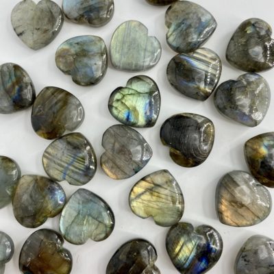 Labradorite Puffy Hearts Approx 2cm 3 Piece Pack