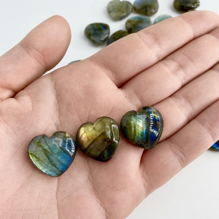 Labradorite Puffy Hearts Approx 2cm 3 Piece Pack - Image 5