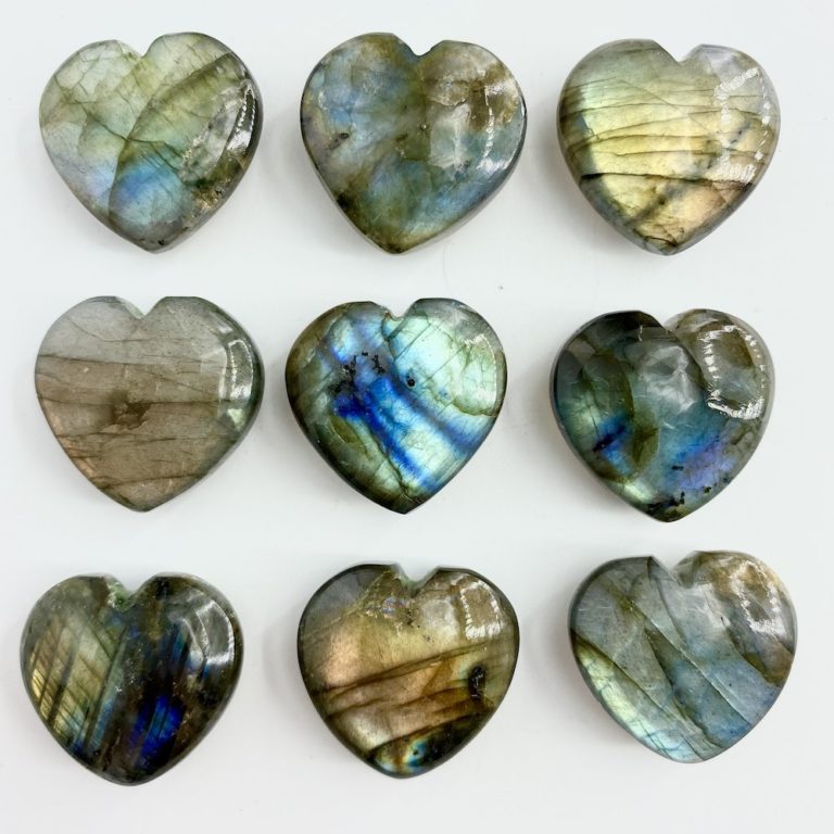 Labradorite Puffy Hearts Approx 2cm 3 Piece Pack - Image 3