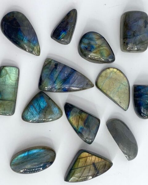 Labradorite Mixed Shape Cabochons Small Sizes Approx 15 Pieces