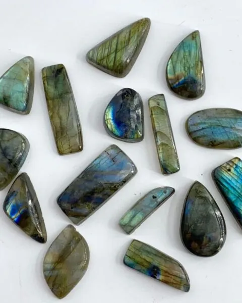 Labradorite Top Drilled Mixed Shape Cabochons Small Sizes Approx 15 Pieces