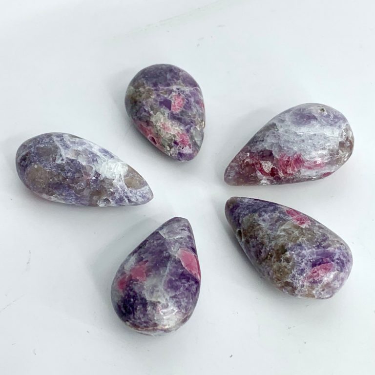 Plum Blossom Tourmaline Tear Drop Approx 3.5 x 2cm 2mm Drill Hole - Image 4