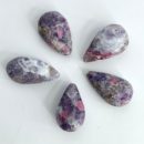 Lepidolite with Tourmaline Tear Drop Approx 3.5 x 2cm 2mm Drill Hole
