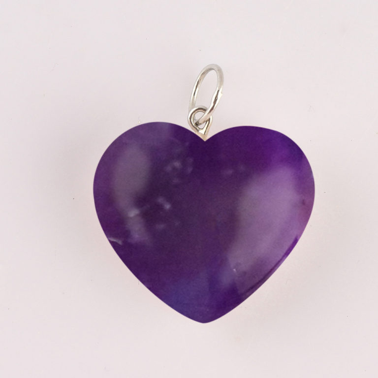 Amethyst Heart & Sterling Silver Pendant Approx 20 - 25mm