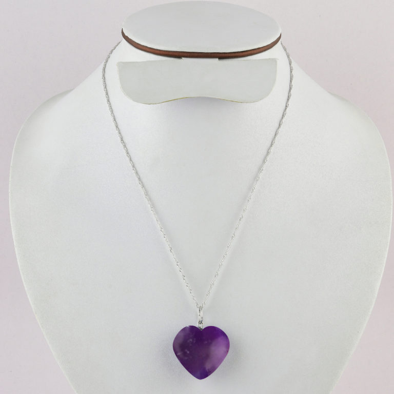 Amethyst Heart & Sterling Silver Pendant Approx 20 - 25mm - Image 3