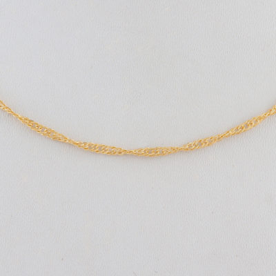 Gold Plated Sterling Silver Singapore Style Adjustable Chain 18 - 20 Inches