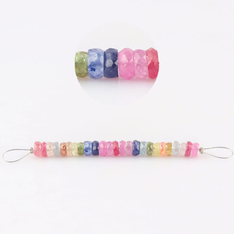 Multi Sapphire Faceted Rondelles Approx 3.5 x 4.5mm 5cm Strand