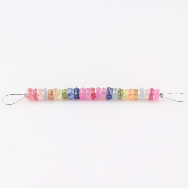 Multi Sapphire Faceted Rondelles Approx 3.5 x 4.5mm 5cm Strand - Image 2