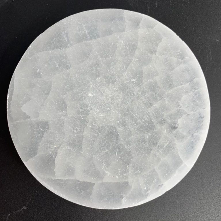 Selenite Zodiac Etched Flat Round Plate Approx 10cm - Image 2
