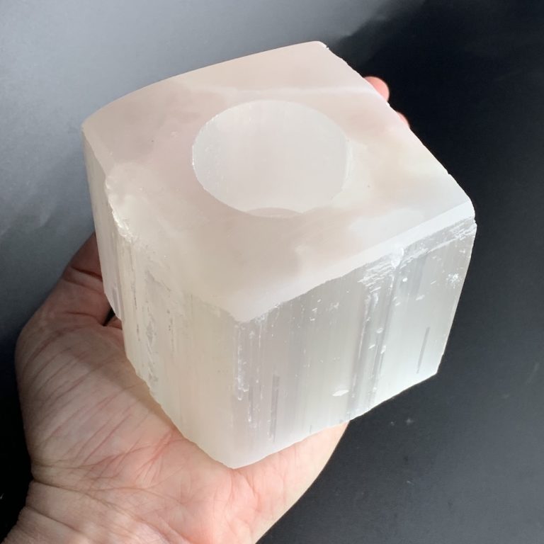 Selenite Square Tealight Candle Holder 8cm - Image 3