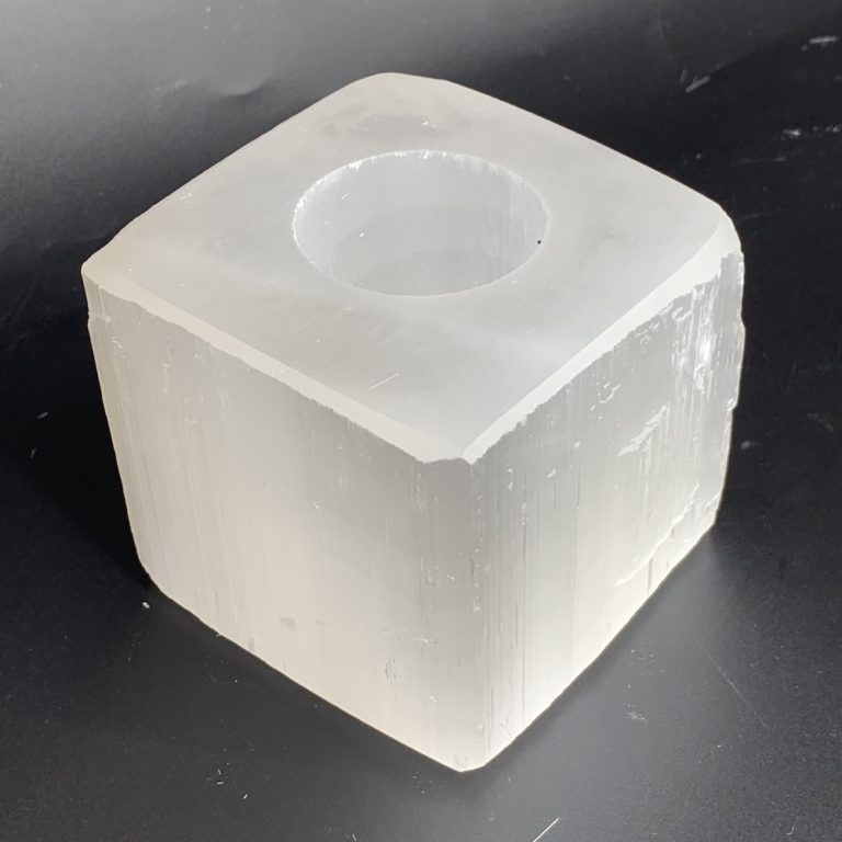 Selenite Square Tealight Candle Holder 8cm - Image 2