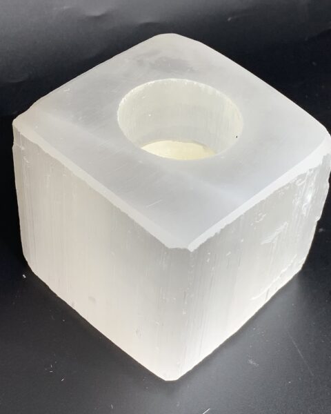 Selenite Square Tealight Holder 8cm