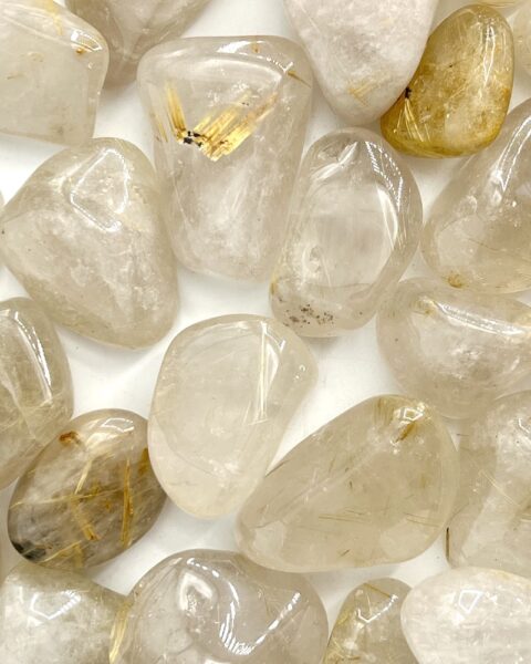 Golden Rutilated Quartz Tumble Stone Approx 3cm