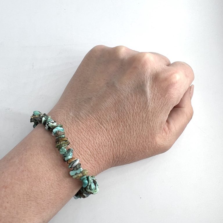 Turquoise Chip Stretchy Crystal Bracelet - Image 4