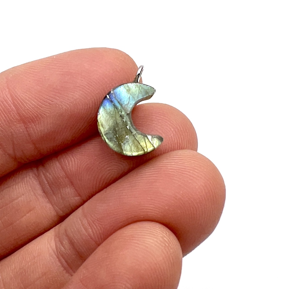 Labradorite Crescent Moon with Sterling Silver Peg Approx 11 x 3.5 x 5mm - Image 3