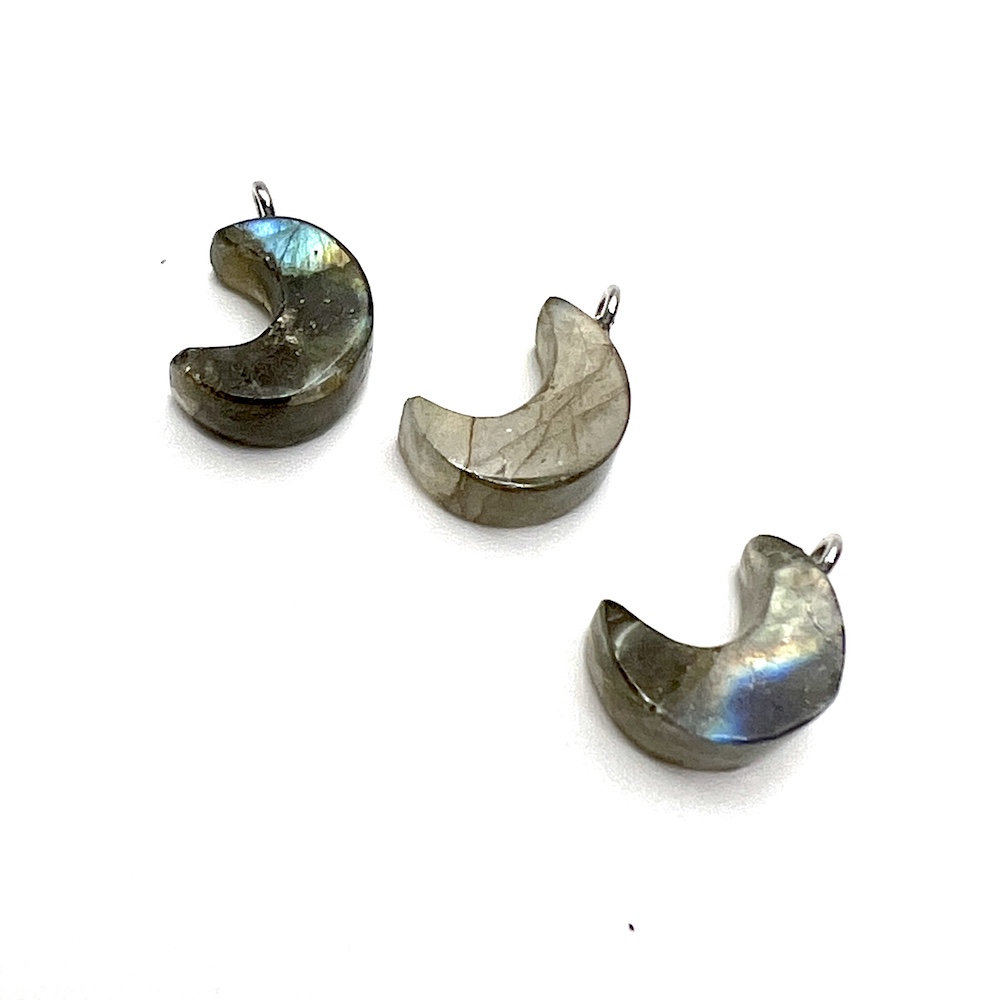 Labradorite Crescent Moon with Sterling Silver Peg Approx 11 x 3.5 x 5mm