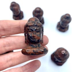 Red Obsidian Hand Carved Buddha Head 2.5 x 4 x 2.5cm Self Standing