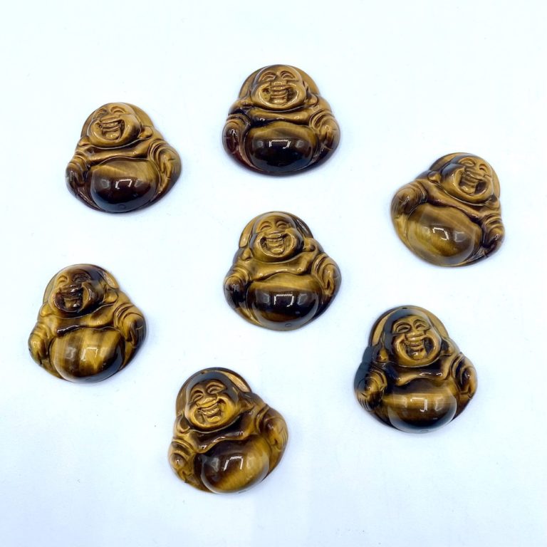 Yellow Tigers Eye Buddha Bead Approx 35 x 35mm 1mm Drill Hole - Image 3