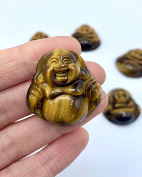 Yellow Tigers Eye Buddha Bead Approx 35 x 35mm 1mm Drill Hole