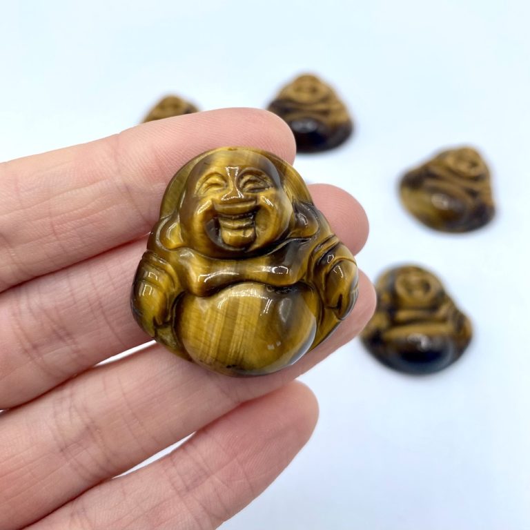 Yellow Tigers Eye Buddha Bead Approx 35 x 35mm 1mm Drill Hole