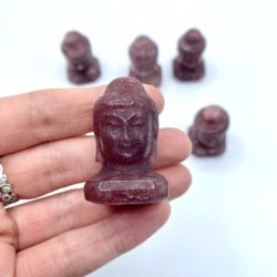 Strawberry Quartz Hand Carved Buddha Head 2.5 x 4 x 2.5cm Self Standing