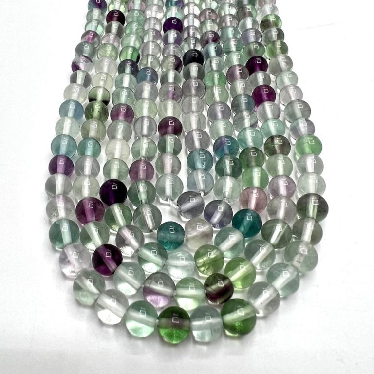 Rainbow Fluorite Approx 6mm Smooth Round Beads 38cm Strand