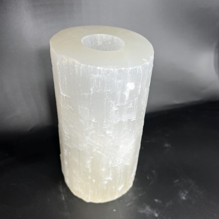 Selenite Rough Pillar Candle Holder 20cm - Image 3