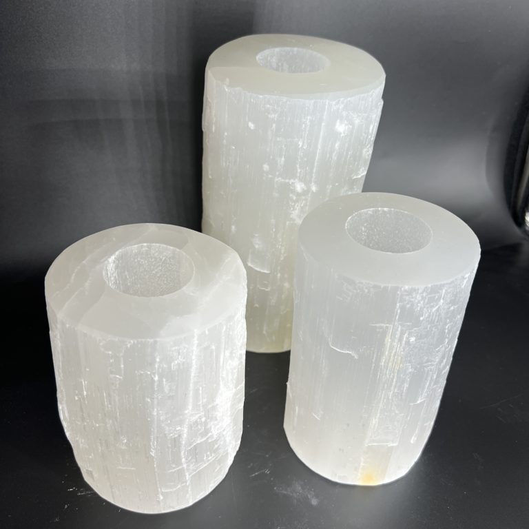 Selenite Rough Pillar Candle Holder 20cm - Image 2