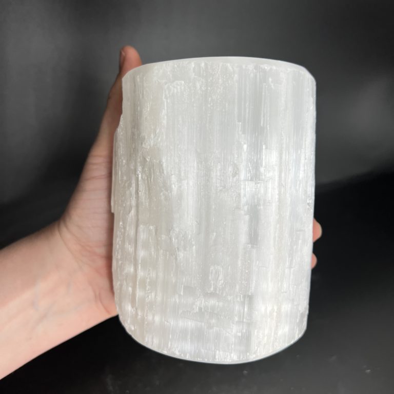 Selenite Rough Pillar Candle Holder Approx 10cm - Image 2