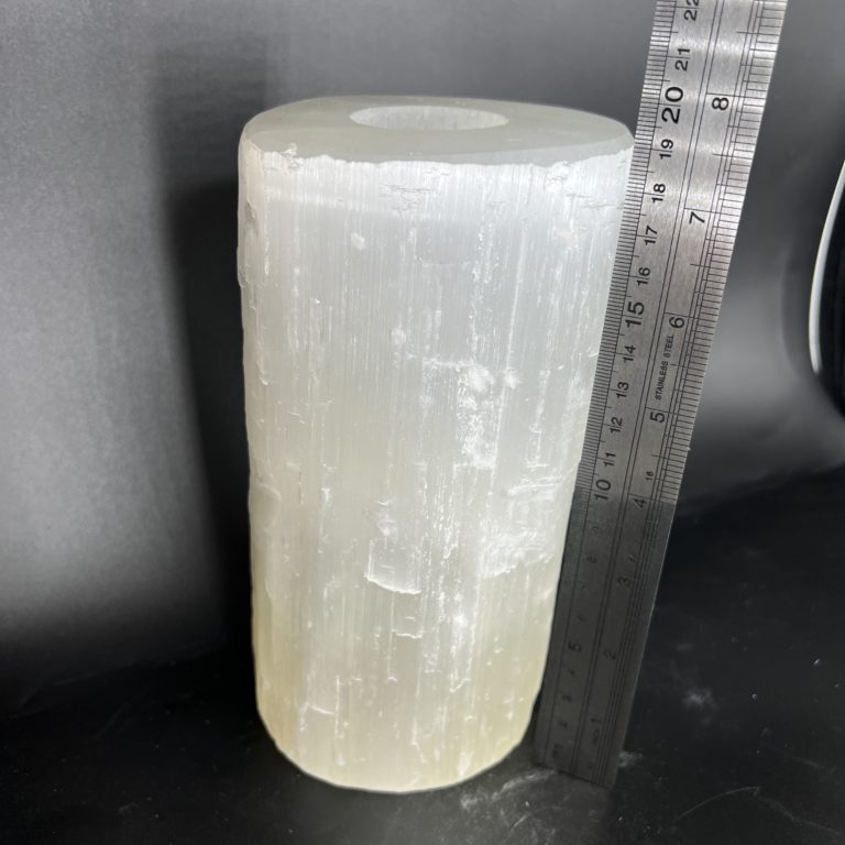 Selenite Rough Pillar Candle Holder 20cm