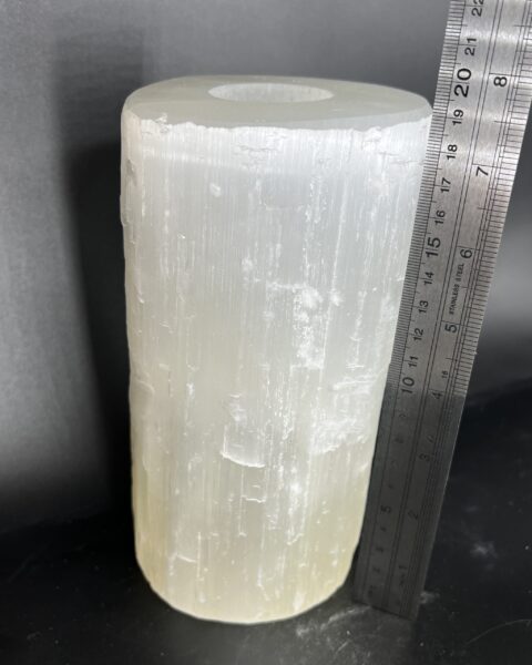 Selenite Rough Pillar Candle Holder 20cm