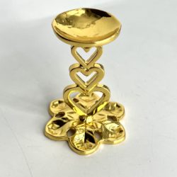 Gold Coloured Metal Sphere Stand with Hearts Approx 4 x 4 x 6cm