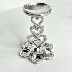 Silver Coloured Metal Sphere Stand with Hearts Approx 4 x 4 x 6cm