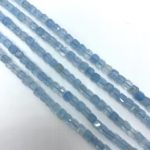 Aquamarine Approx 5 - 6 mm 4D Faceted Cubes Beads Approx 19cm Strand