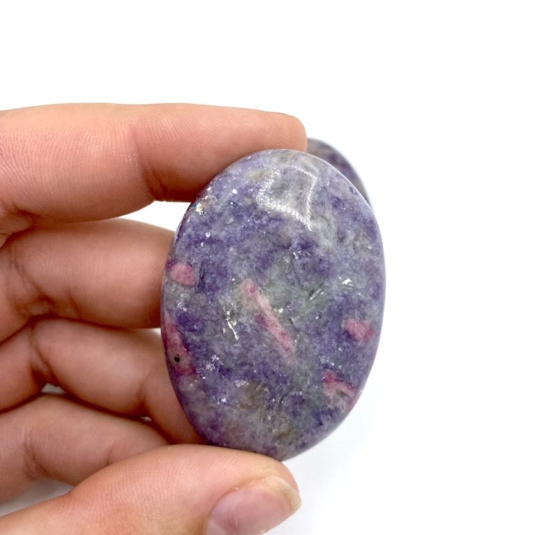Lepidolite & Rubellite Palmstone Approx 50 x 35 x 10mm