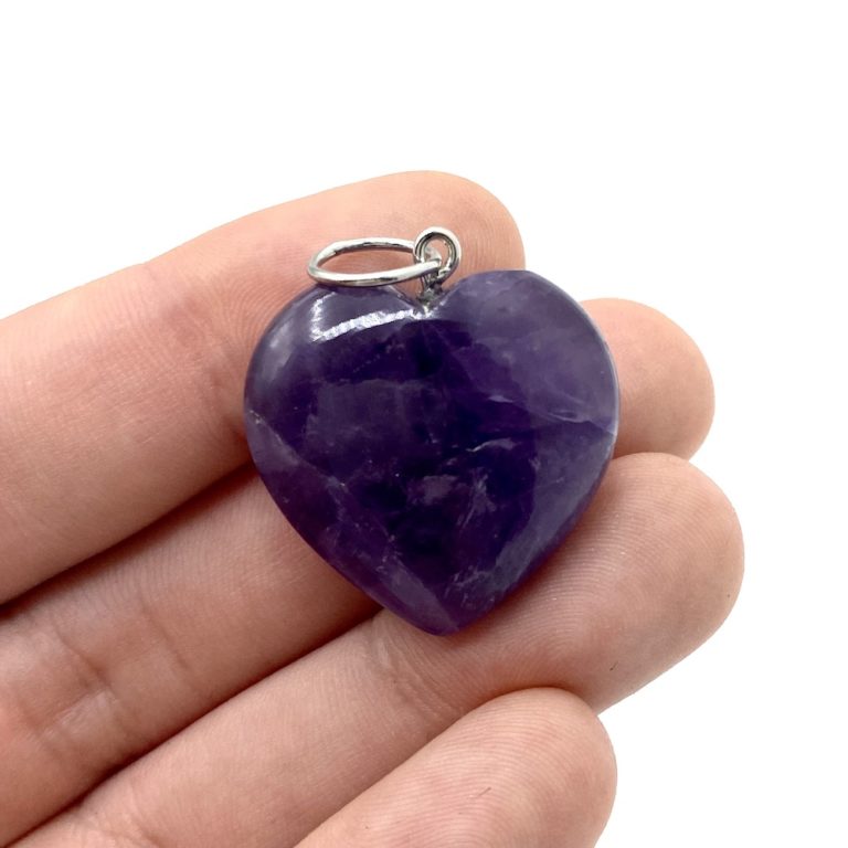 Amethyst Heart & Sterling Silver Pendant Approx 20 - 25mm - Image 4