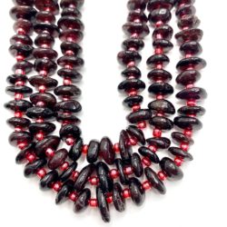 Red Garnet Slices Approx 8 x 2mm 38cm Strand with Spacers