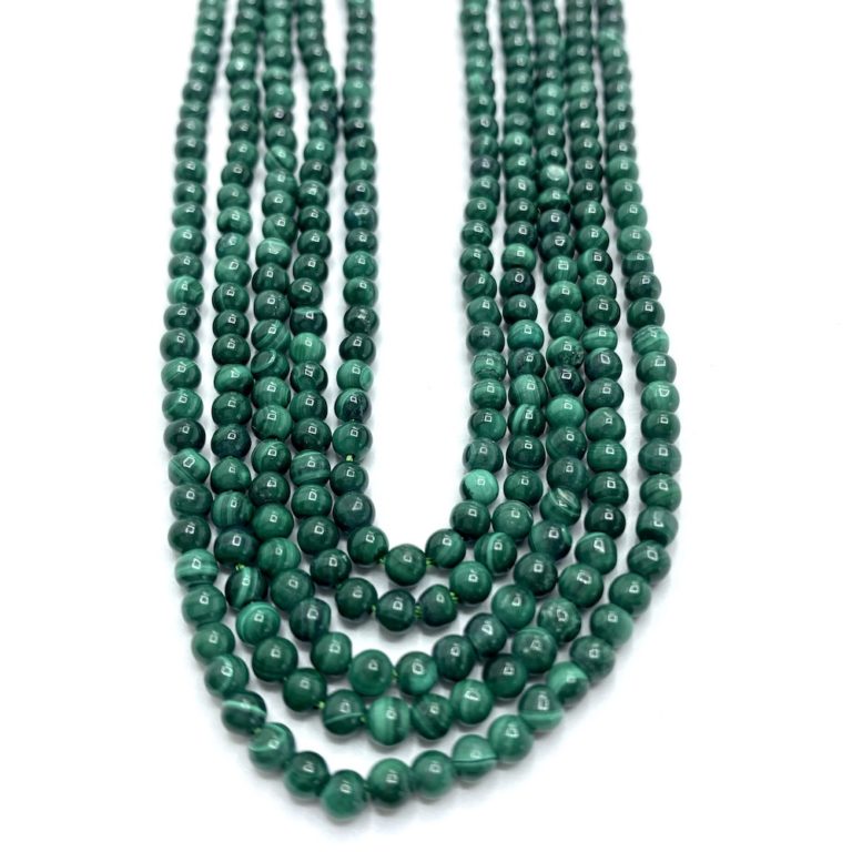 Malachite Approx 3mm Smooth Round Beads 38cm Strand