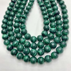 Malachite Approx 8mm Smooth Round Beads 38cm Strand