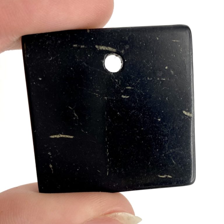 Shungite Square Drilled Pendant Approx 35 x 4mm with 4mm Drill Hole