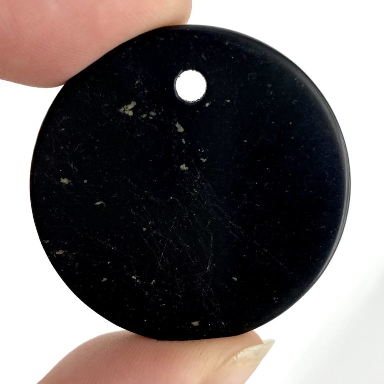 Shungite Round Drilled Pendant Approx 35 x 4mm