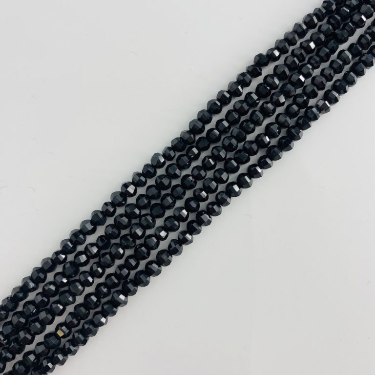 Black Spinel Faceted Rondelle Approx 4 - 5mm Beads 38cm Strand - Image 2